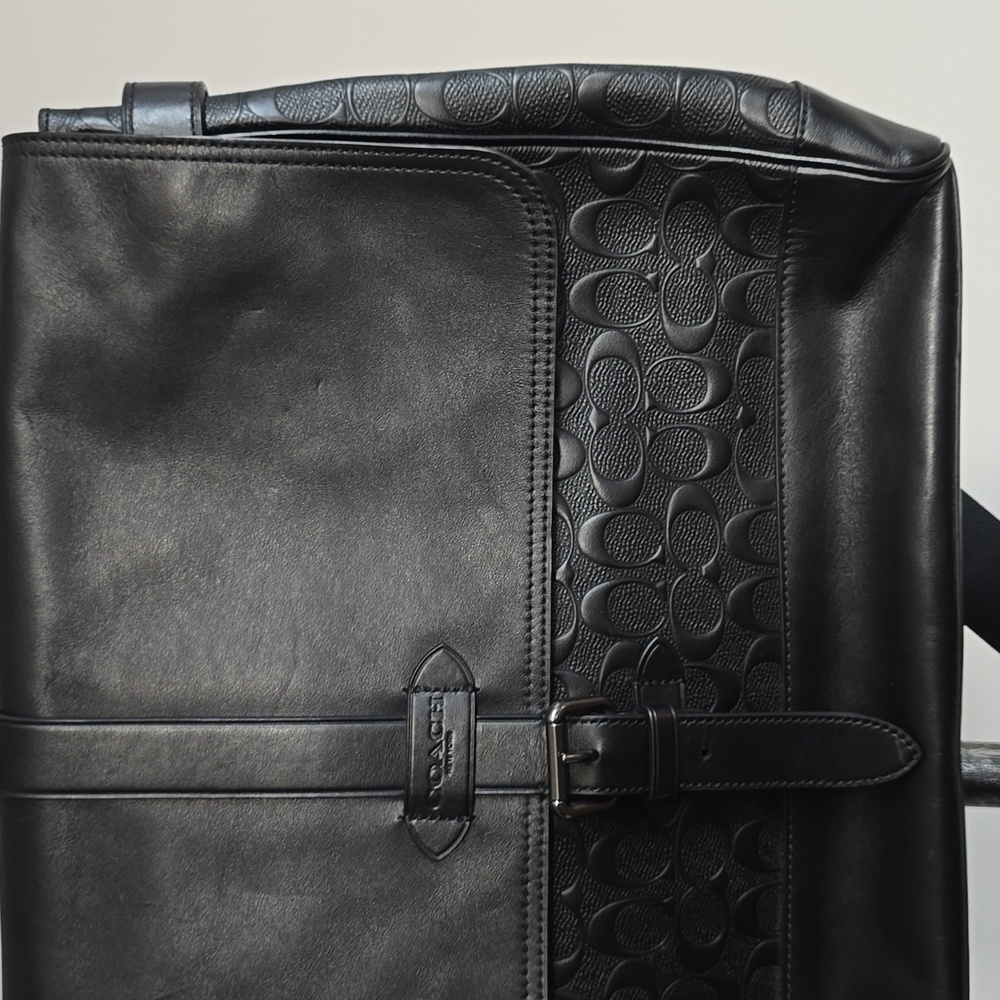 Coach Hudson Messenger Bag In Signature Black Leather - Picture 4 of 14